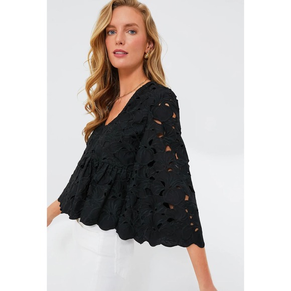 TUCKERNUCK Black Floral Lace Sylvie Blouse NWT Size Small - Picture 3 of 10